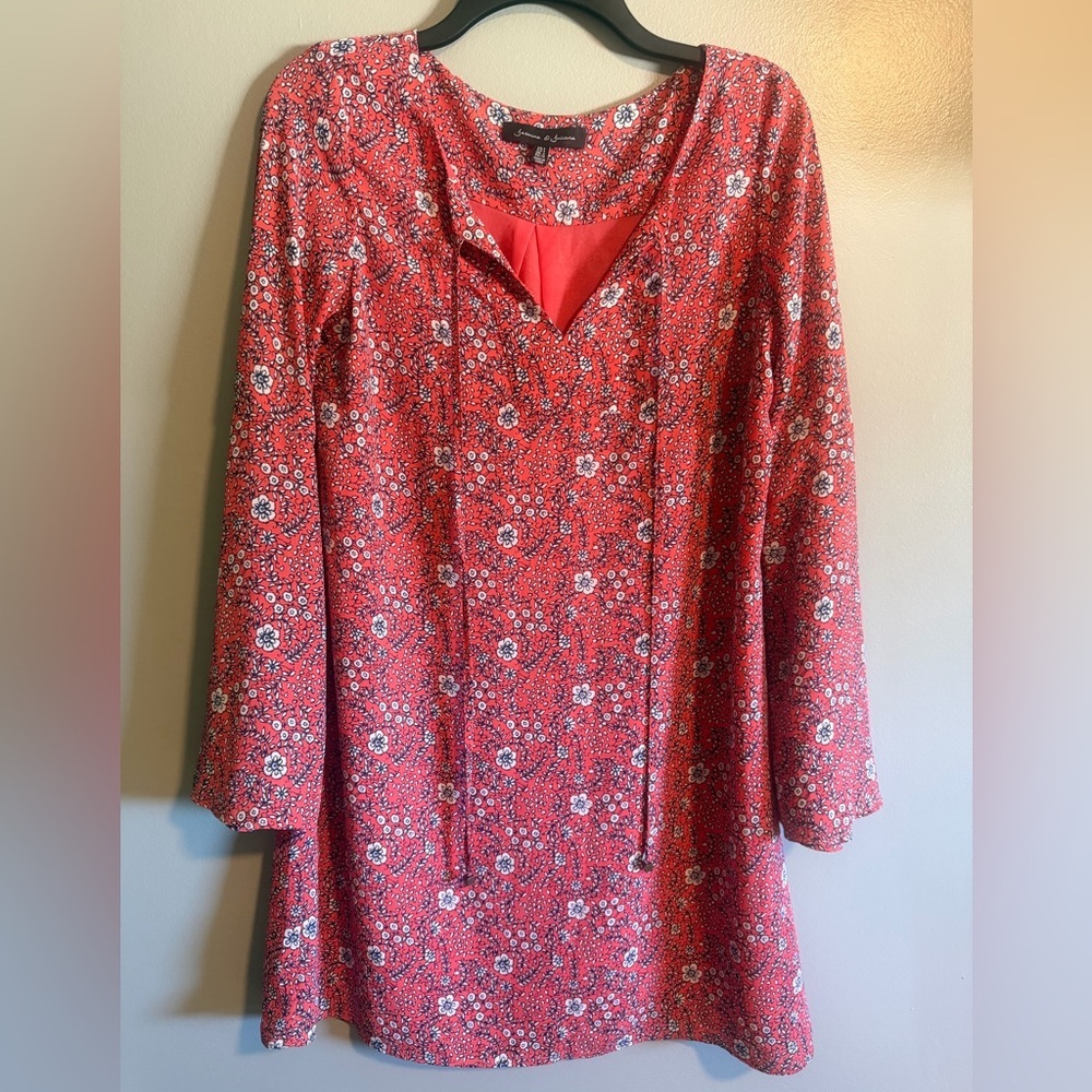 Jasmine & Juliana Coral Floral Bell sleeve Spring Dress size 4